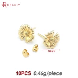 18K Gold Color Brass 3D Special Flower Branchs Stud Earrings Pins Jewelry Earrings Making Supplies Diy Findings Accessories