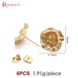 18K Gold Color Brass 3D Special Flower Branchs Stud Earrings Pins Jewelry Earrings Making Supplies Diy Findings Accessories