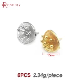 18K Gold Color Brass 3D Special Flower Branchs Stud Earrings Pins Jewelry Earrings Making Supplies Diy Findings Accessories