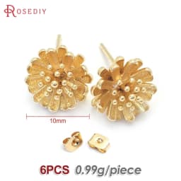 18K Gold Color Brass 3D Special Flower Branchs Stud Earrings Pins Jewelry Earrings Making Supplies Diy Findings Accessories