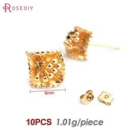 18K Gold Color Brass 3D Special Flower Branchs Stud Earrings Pins Jewelry Earrings Making Supplies Diy Findings Accessories