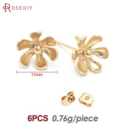 18K Gold Color Brass 3D Special Flower Branchs Stud Earrings Pins Jewelry Earrings Making Supplies Diy Findings Accessories