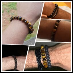 8mm Tiger Eye Stone Beads Bracelet Adjustable Braided Rope Bangles Natural Lava Rock Men Women Yoga Healing Balance Bracelets