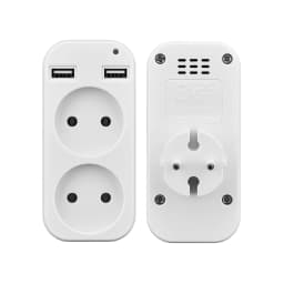 2023 EU Plug Power Strip Adapter Wall Double Socket Portable 2 USB Port for Mobile Phones 1200W 250V, for Smartphones Tablets