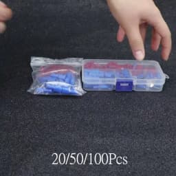 20/50/100Pcs Red + Blue 6.3mm Female Insulated Spade Crimp Terminal Wire Connector For 0.5-2.5mm Electrical Wire Cable Connecors