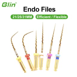 Glin Dental Gold Flexible Files Endo Rotary Files Golden Endodontic Files 21/25/31mm Nickel Titanium Instrument Dentistry