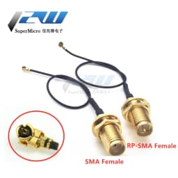 2-piece SMA / RP-SMA female to MHF4 IPX IPX4 RF plug Pigtail cable for Mini 0.81mm PCI card intel WIFI Board 10cm 15cm 20cm 30cm