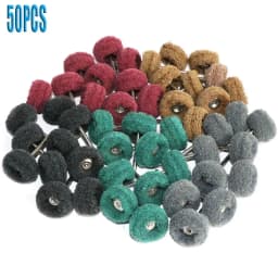25/50pcs Mini Brush Scouring Pad Abrasive Wheel Nylon Fiber Grinding Sanding Head Buffing Polishing Wheel 1"25mm Set For Dremel