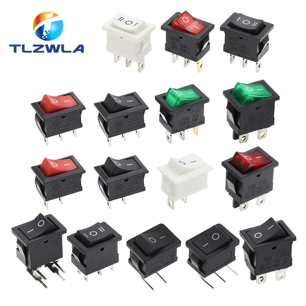 10PCS Switch ON-OFF KCD1 15*21mm 2Pin Ship Type Switch 6A 250V 10A 125V 15X21 Rocker Switch Power Switch
