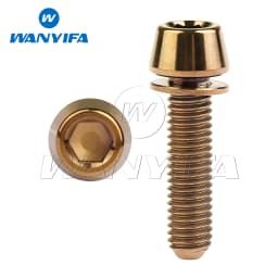 Wanyifa Titanium Bolt M5M6x16/18/20/25mm Conical Head Ti Screws with Washer for Bicycle Stems