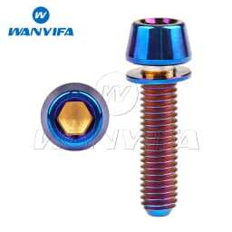 Wanyifa Titanium Bolt M5M6x16/18/20/25mm Conical Head Ti Screws with Washer for Bicycle Stems