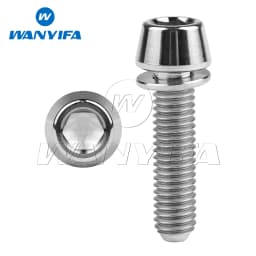 Wanyifa Titanium Bolt M5M6x16/18/20/25mm Conical Head Ti Screws with Washer for Bicycle Stems