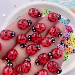 Resin 9mm*13mm Mini Cute Red Beetle Flatback Cabochon Rhinestone 60pcs DIY Scrapbook Decor Home Crystal Figurines Craft
