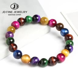 JD Natural Stone Blue Tiger Eye Beaded Bracelets Women Men Reiki Healing Yoga Meditation Charm Bangles Pulseras Jewelry Gift