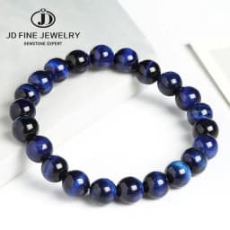 JD Natural Stone Blue Tiger Eye Beaded Bracelets Women Men Reiki Healing Yoga Meditation Charm Bangles Pulseras Jewelry Gift