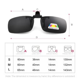 VIVIBEE Men Polarized Flip Up Clip on Sunglasses Black Driving UV400 Women Square S M L Goggles Night Vision Fishing Glasses