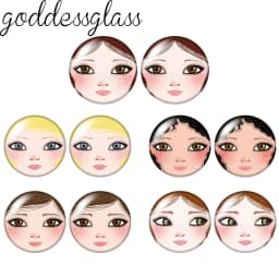 матрёшка Matryoshka Russian Girl Face 10pcs 12mm/18mm/20mm/25mm Round Photo Glass Cabochon Demo Flat Back Making Finding