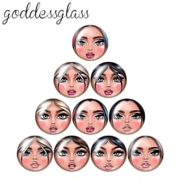 матрёшка Matryoshka Russian Girl Face 10pcs 12mm/18mm/20mm/25mm Round Photo Glass Cabochon Demo Flat Back Making Finding