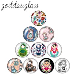 матрёшка Matryoshka Russian Girl Face 10pcs 12mm/18mm/20mm/25mm Round Photo Glass Cabochon Demo Flat Back Making Finding