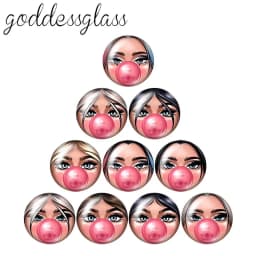 матрёшка Matryoshka Russian Girl Face 10pcs 12mm/18mm/20mm/25mm Round Photo Glass Cabochon Demo Flat Back Making Finding