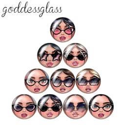 матрёшка Matryoshka Russian Girl Face 10pcs 12mm/18mm/20mm/25mm Round Photo Glass Cabochon Demo Flat Back Making Finding