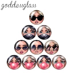 матрёшка Matryoshka Russian Girl Face 10pcs 12mm/18mm/20mm/25mm Round Photo Glass Cabochon Demo Flat Back Making Finding