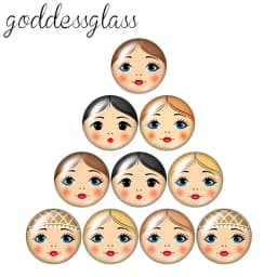 матрёшка Matryoshka Russian Girl Face 10pcs 12mm/18mm/20mm/25mm Round Photo Glass Cabochon Demo Flat Back Making Finding