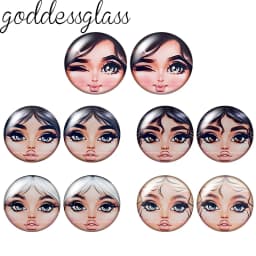 матрёшка Matryoshka Russian Girl Face 10pcs 12mm/18mm/20mm/25mm Round Photo Glass Cabochon Demo Flat Back Making Finding