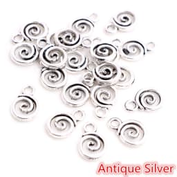 11x8mm 30pcs Antique Silver Plated KC Gold Colors Rhodium Swirl Handmade Charms Pendant:DIY for bracelet necklace