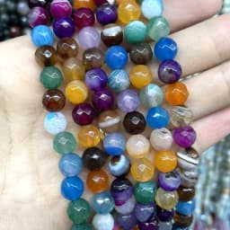 Faceted Natural Stone 4/6/8/10mm Amazonite Agates Jaspers Crystal Gems Loose Beads For Jewelry Making DIY Bracelet Accessories
