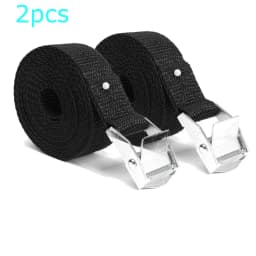 2Pcs Cam Buckle Tie-Down Car Luggage Cargo Lashing Strap Zinc Alloy Zinc Nylon Black