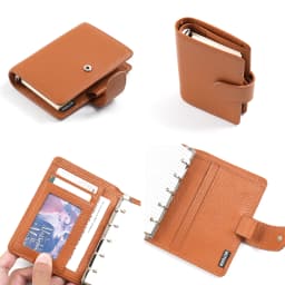 Moterm Regular A8 / M5 Size Rings Planner Pebbled Grain Cowhide 5-hole Mini Notebook with 15 MM Rings Organizer Journey Diary