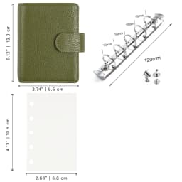 Moterm Regular A8 / M5 Size Rings Planner Pebbled Grain Cowhide 5-hole Mini Notebook with 15 MM Rings Organizer Journey Diary