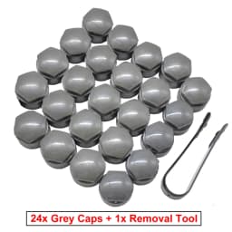 24pcs Wheel Lug Nut Cover Caps 25mm Water Proof W/ Dismantle Tool Grey For Audi A1 A2 A3 A4 A5 A6 A7 A8 Wheel Bolt Screw Cover