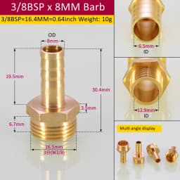 Brass Pipe Fitting 6/8/10/12/14/16mm Hose Barb Tail 1/8" 3/8" 1/4" BSP Male Connector Joint Copper Coupler Adapter
