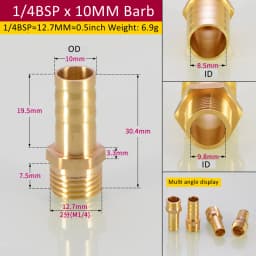 Brass Pipe Fitting 6/8/10/12/14/16mm Hose Barb Tail 1/8" 3/8" 1/4" BSP Male Connector Joint Copper Coupler Adapter