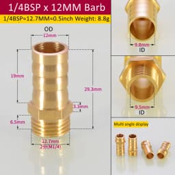Brass Pipe Fitting 6/8/10/12/14/16mm Hose Barb Tail 1/8" 3/8" 1/4" BSP Male Connector Joint Copper Coupler Adapter
