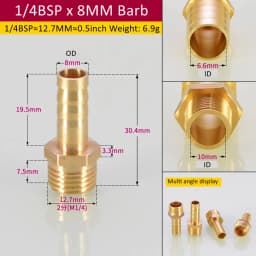Brass Pipe Fitting 6/8/10/12/14/16mm Hose Barb Tail 1/8" 3/8" 1/4" BSP Male Connector Joint Copper Coupler Adapter