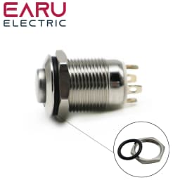 1pc 12mm Waterproof Momentary Stainless Steel Metal High Head Doorbell Bell Horn Push Button Switch Car Auto Engine Power Start