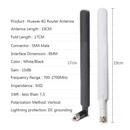 2pcs 4G Antenna 10dBi SMA Male 700-2700MHz for LTE Router External Wifi Aerial for B593 E5186 B315 B310 B880 B890