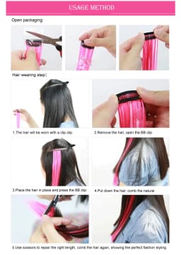 Highlights Hair Rainbow Synthetic Clip On Hair Extensions Ombre Colored Clip Hairpiece Colorful Clip Hair Strands For Festival