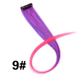 Highlights Hair Rainbow Synthetic Clip On Hair Extensions Ombre Colored Clip Hairpiece Colorful Clip Hair Strands For Festival