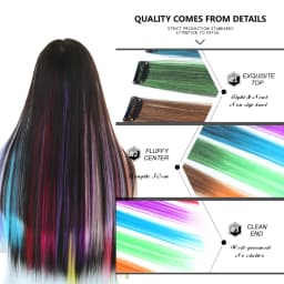 Highlights Hair Rainbow Synthetic Clip On Hair Extensions Ombre Colored Clip Hairpiece Colorful Clip Hair Strands For Festival