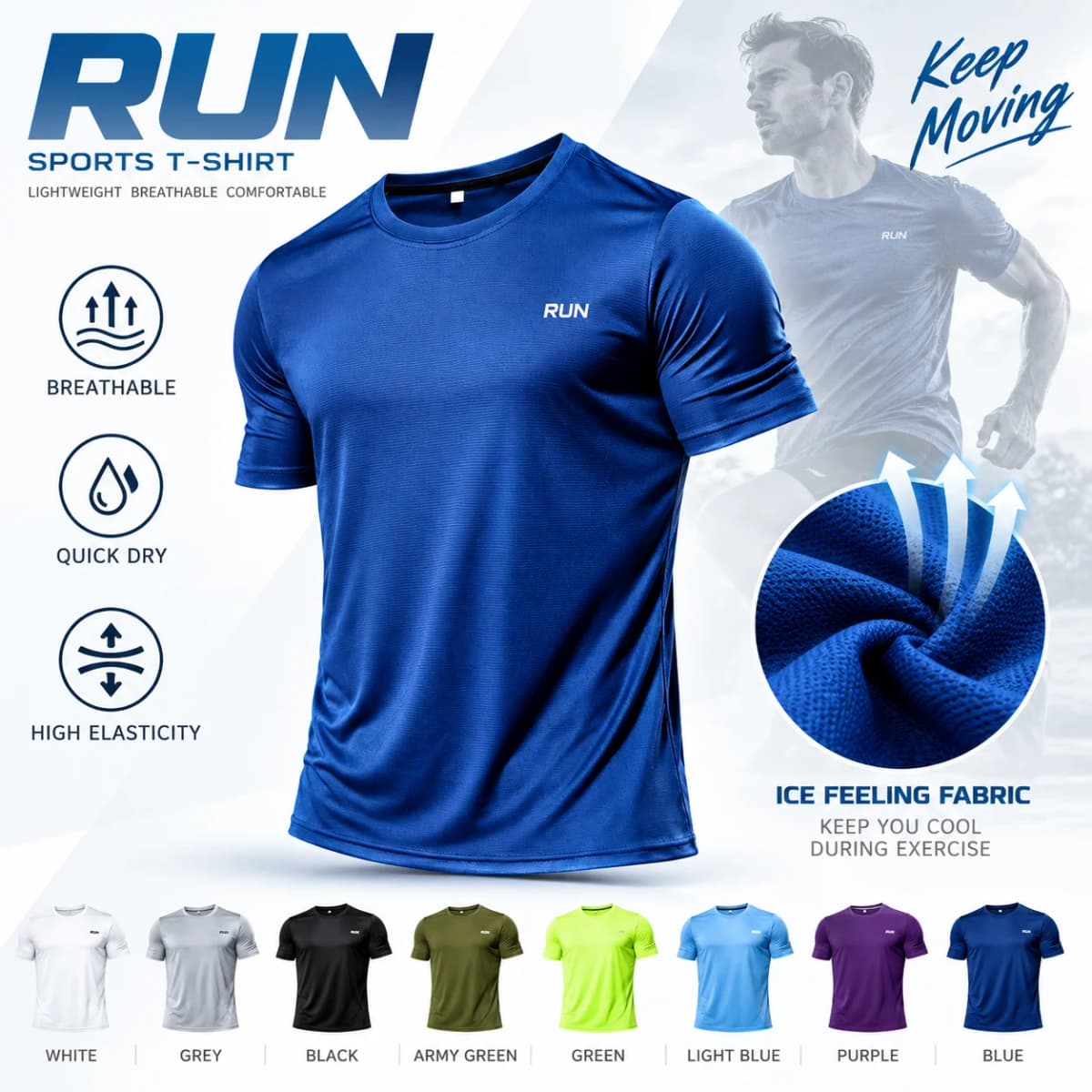 High Quality Polyester Men Running T Shirt Quick Dry Fitness Shirt Training Exercise Clothes Gym Sport Shirt Tops Lightweight