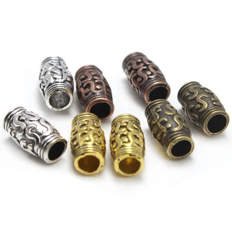 20Pcs Copper Metal Big Hole Tube Beads Alloy Spacer Beads Accessories for Bracelet Jewelry Making Findings DIY Handmade Crafs