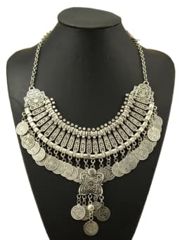 Gypsy Boehmian Hippie Collar Necklaces for Women Big Chunky Tibetan Silver Metal Necklace Festival Turkish Party Jewelry Gift