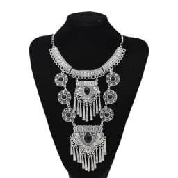 Gypsy Boehmian Hippie Collar Necklaces for Women Big Chunky Tibetan Silver Metal Necklace Festival Turkish Party Jewelry Gift