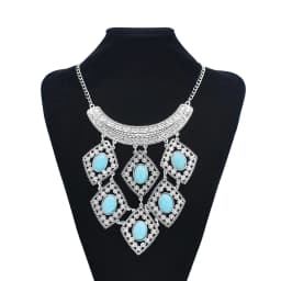 Gypsy Boehmian Hippie Collar Necklaces for Women Big Chunky Tibetan Silver Metal Necklace Festival Turkish Party Jewelry Gift