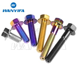 Wanyifa Titanium Bolts M5/M6x10 15 20 25 30 35 40 45 50 55 60 65 70 75 80 90 100mm Small Hex Head Flange Screw for Motorcycle