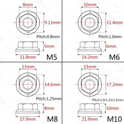 Wanyifa Titanium Nut M5 M6 M8 M10 M12 M14 M16 Flange Nuts for Bicycle Motorcycle Car